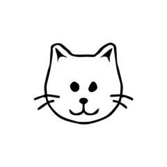 Cat face hand drawn icon isolated on white background