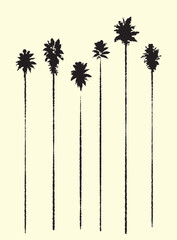 Palm trees. Textured ink brush drawing - 505869036