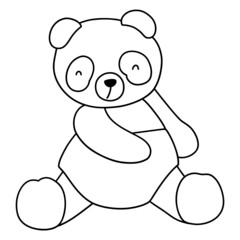 Fototapeta premium Cute cartoon panda in summer beachwear vector outline illustration