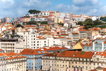 Fototapeta na wymiar Lisbon historical center skyline. Streets at summer day