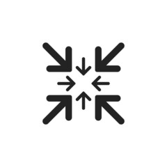 Decrease icon. Сonstriction vector symbol. Simple black diminution icon.