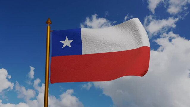 National flag of Chile waving 3D Render