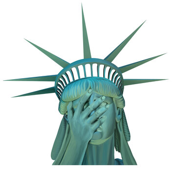 Facepalm emoji from Statue of Liberty. National symbol US
