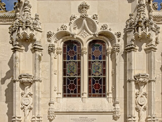 ornate window of a chapel in Altode Sao Joao cemetery, lisbon, portugal