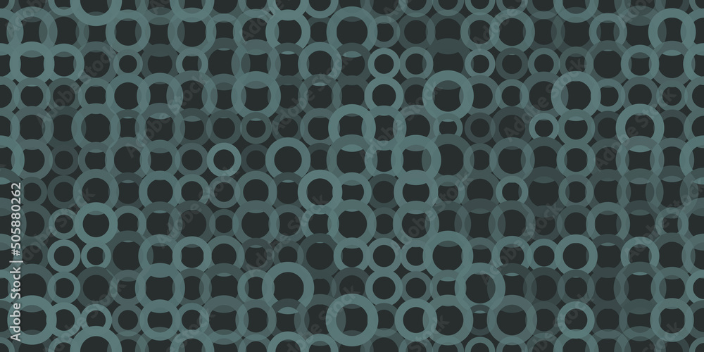 Poster abstract dark green pattern, overlapped geometric mosaic texture of various sizes of circles, random