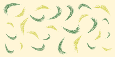 Pattern Background with Palm Leaves of Various Sizes Colored in Shades of Green - Illustration Template in Editable Vector Format