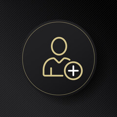 Follows line icon. Man near plus, comment, social network, feedback, reaction, emotion. Review concept. Vector line icon for Business and Advertising