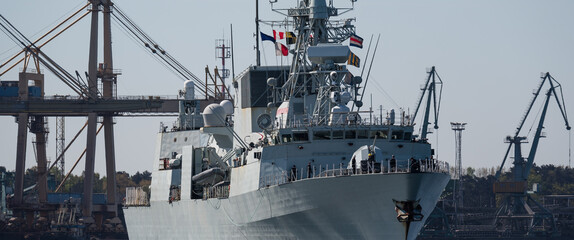 WARSHIP - A Canadian Navy frigate sails to the sea