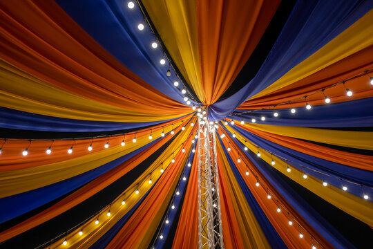 the light line of the fablic dome roof  at festival