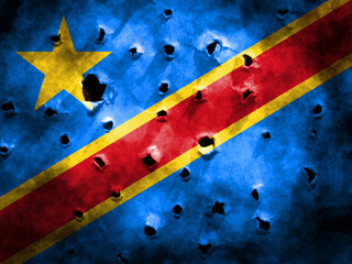 Closeup of grunge Flag of the Democratic Republic of the Congo
