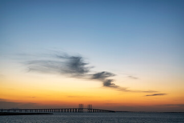 Qingdao Jiaozhou Bay Bridge and dusk sunset