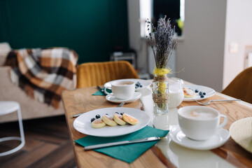 Fototapeta na wymiar Healthy breakfast on a wooden table 