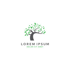 Living tree logo design, using a vector illustration template concept.