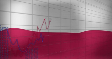 Animation of data processing over flag of poland - Powered by Adobe