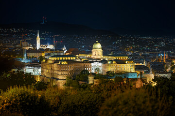 Fototapeta na wymiar Buda Castle at night, Budapest, Hungary