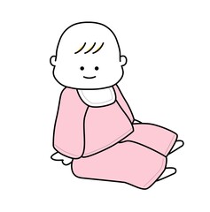 座ってこちらを見ている赤ちゃん