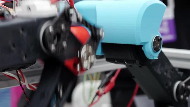 Close-up of a moving robot.
