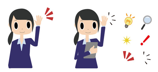 挙手をして意見を発現する会社員