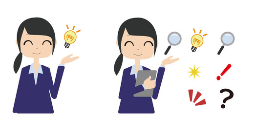 笑顔で案内する会社員