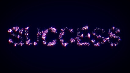 success - text made of shining pink diamonds, isolated - object 3D illustration