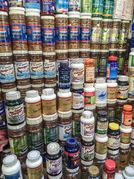 multiple brands variety vitamins and supplements.