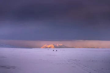 Fotobehang Snowmobile trip, Spitsbergen during winter time, Svalbard © Pawel