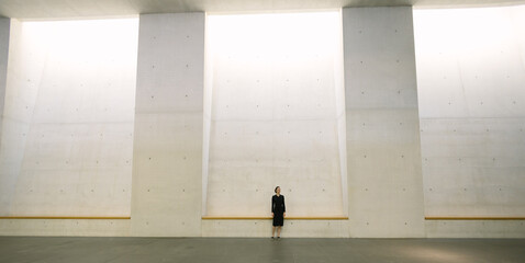 Woman portrait in minimalist interior