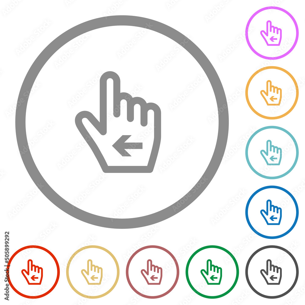 Poster hand cursor left outline flat icons with outlines