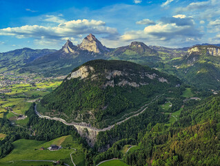 wernisberg in front of kleiner mythen and grosser mythen scenic view of switzerland and the alps