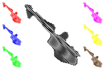 Abadan island (Islamic Republic of Iran, Persia, Persian Gulf) map vector illustration, scribble sketch Abadan map