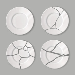 Naklejka premium Broken Dishware Set