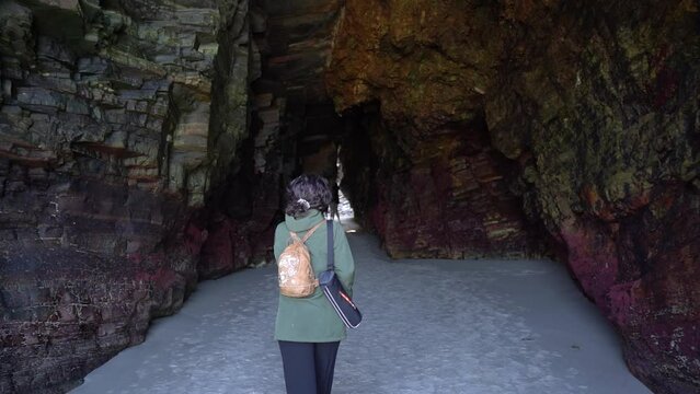 people visiyting  las catedrales beach in Galicia