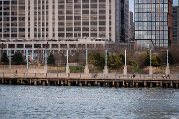 Gardens and apartments on the piers of Brooklyn Bridge park and the Brooklyn Waterfront