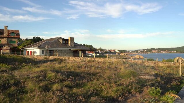 view of a typical coast village in Galicia