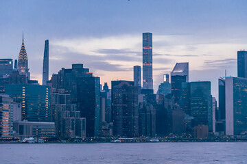 Skyline of Midtown Manhattan at Twilight as seen from the east river