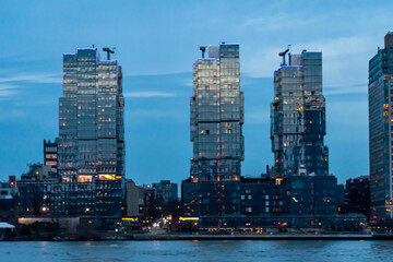 The Brooklyn Waterfront as seen from the East River at twilight