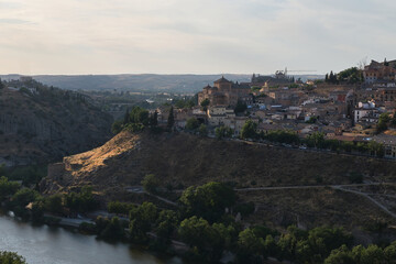 Naklejka premium Distant view historical city of Toledo. Spain