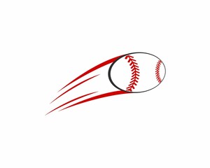 flying baseball ball with swoosh effect