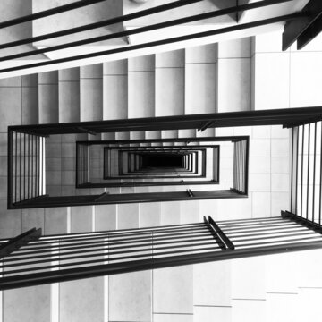 Abstract black and white symmetry staircase