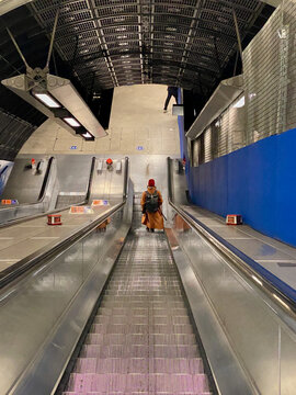 moving escalator in subway