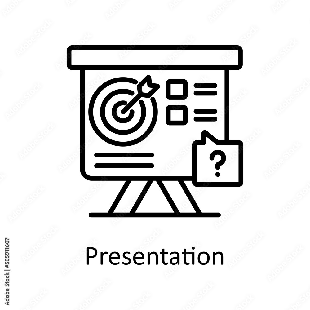 Poster presentation vector outline icon design illustration. data analytic symbol on white background eps 1