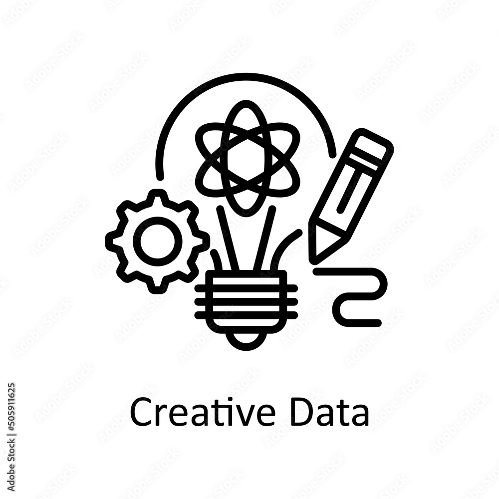 Poster creative data vector outline icon design illustration. data analytic symbol on white background eps 