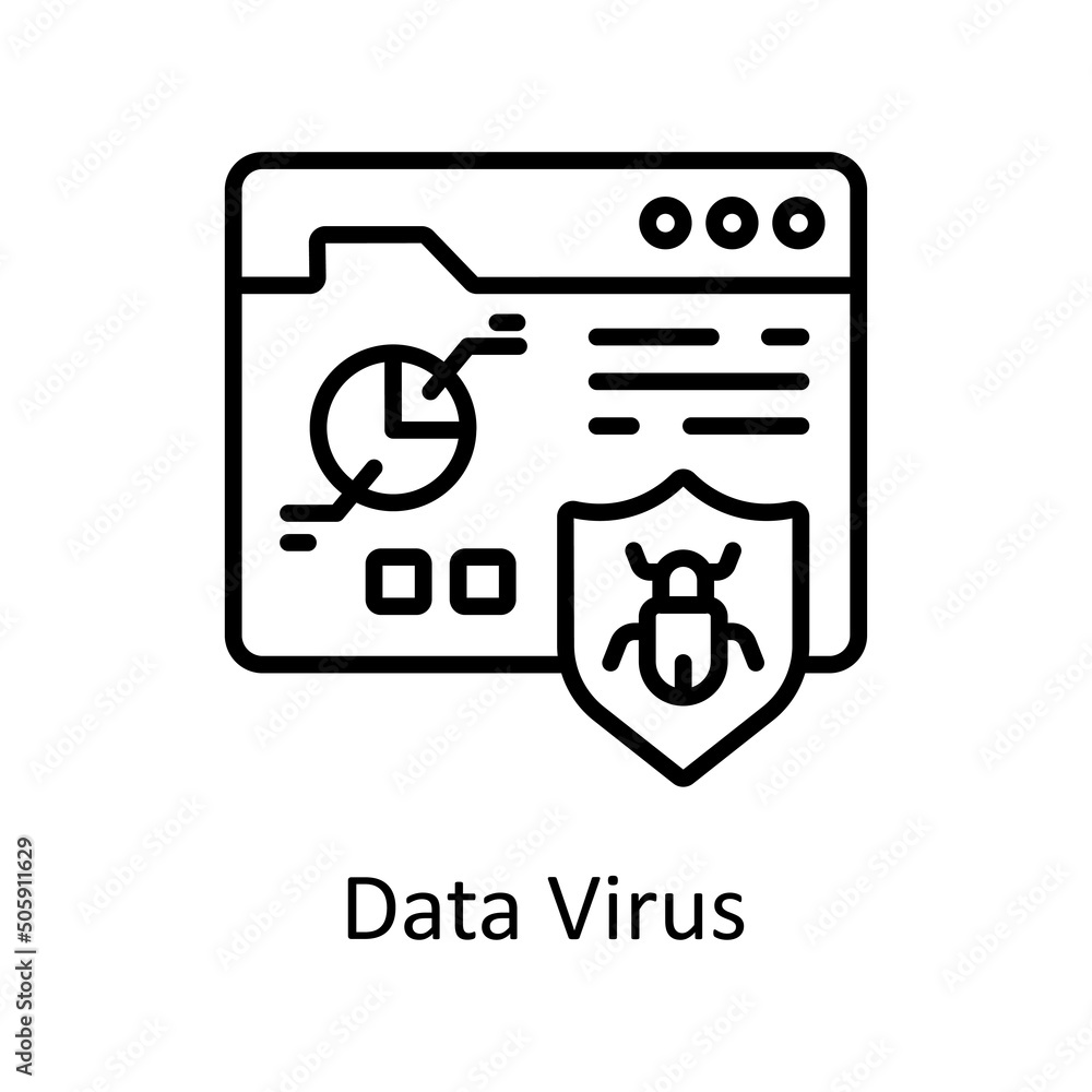 Poster data virus vector outline icon design illustration. data analytic symbol on white background eps 10 