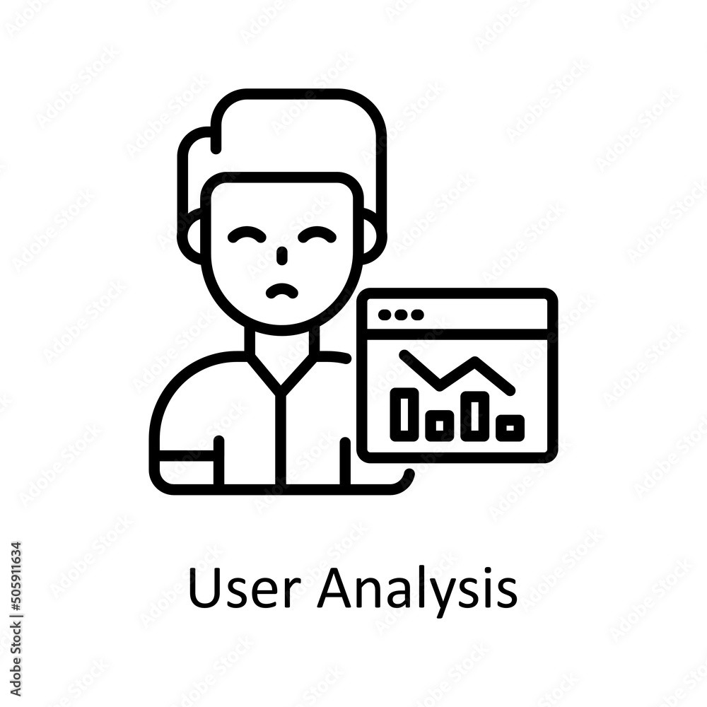 Poster user analysis vector outline icon design illustration. data analytic symbol on white background eps 