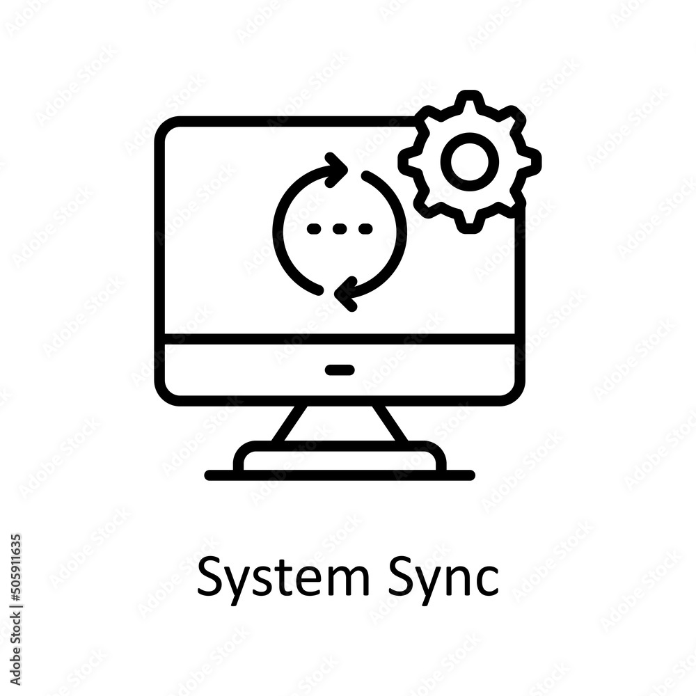 Poster system sync vector outline icon design illustration. data analytic symbol on white background eps 10