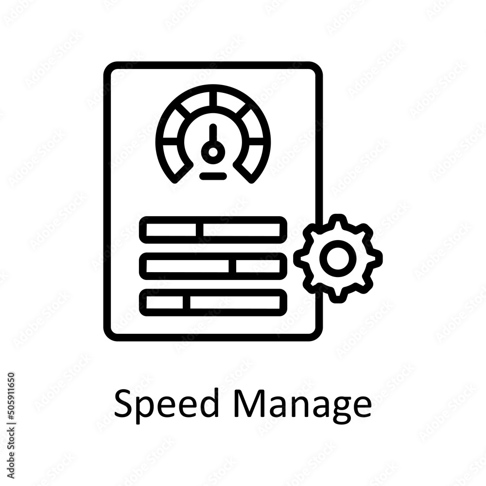 Poster speed manage vector outline icon design illustration. data analytic symbol on white background eps 1