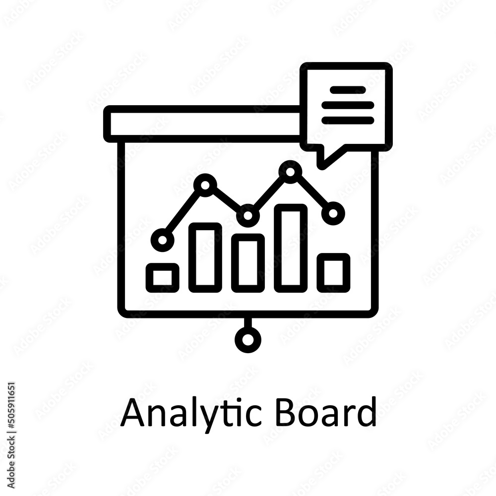 Poster analytic board vector outline icon design illustration. data analytic symbol on white background eps