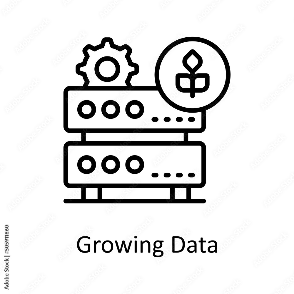 Poster growing data vector outline icon design illustration. data analytic symbol on white background eps 1