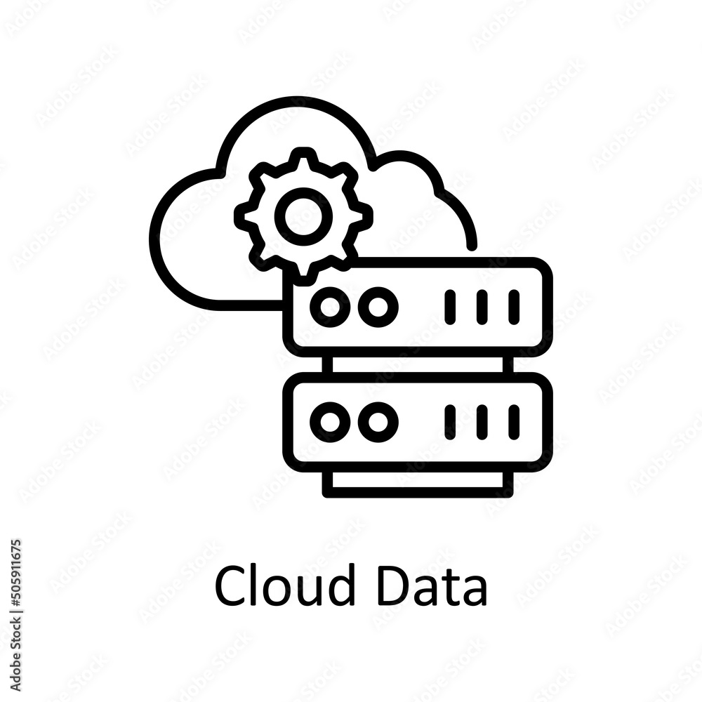Poster cloud data vector outline icon design illustration. data analytic symbol on white background eps 10 