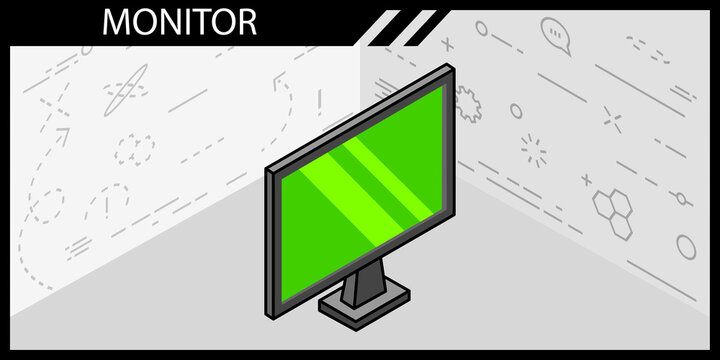 Monitor isometric design icon. Vector web illustration. 3d colorful concept
